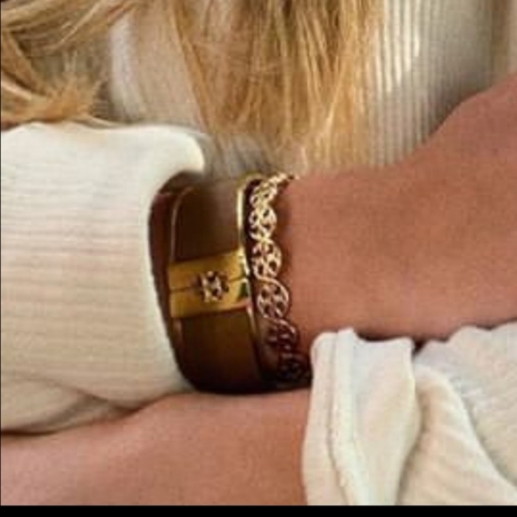 Tory burch brown leather inlay cuff - Picture 2 of 4